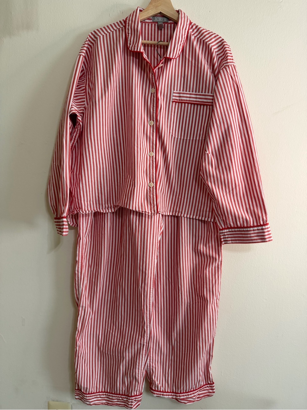 J. Crew Pink & White Striped Button-Front Pajama Set - Picture 3 of 6